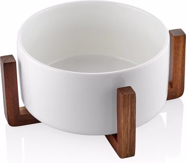 The Mia UK Woody Collection Round Porcelain Footed Serving Bowl in White