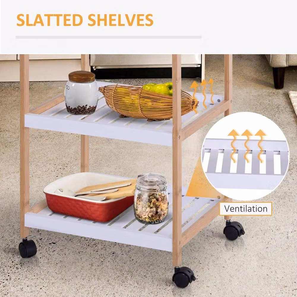 EONLION Mobile Serving Trolley Kitchen Cart in White, W/D/H: 100 x 40 x 74.5 cm – 3