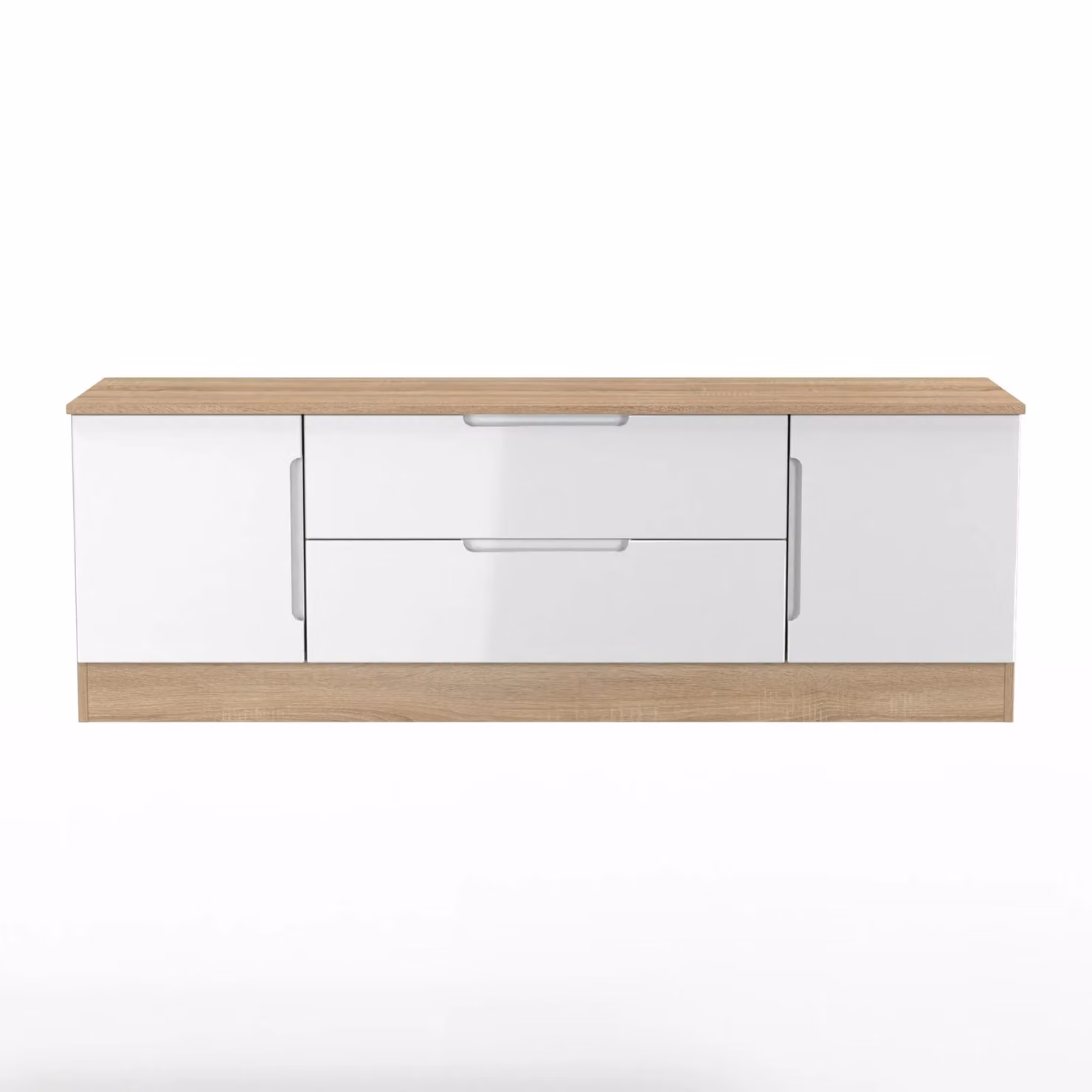 Ready Assembled 2 U Lucca Superwide TV Unit with 2 Doors and 2 Drawers in Light Oak – 2