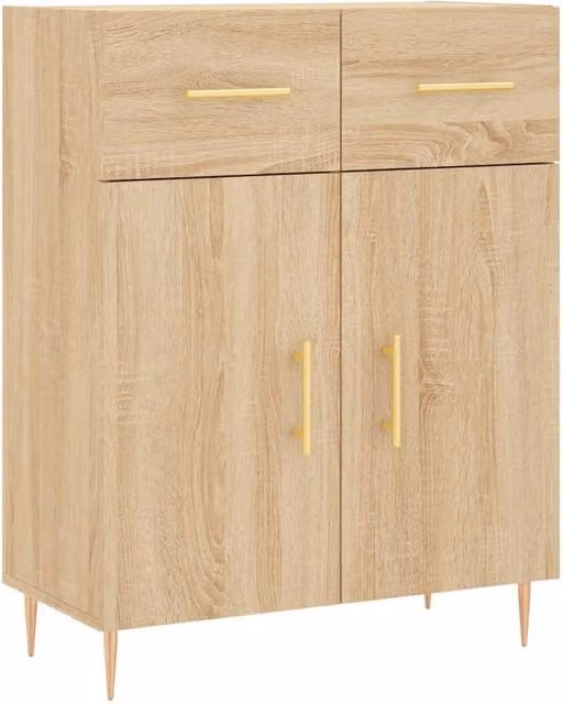 Berkfield Home Sonoma Oak Sideboard in Light Oak, W/D/H: 69.5 x 34 x 90 cm