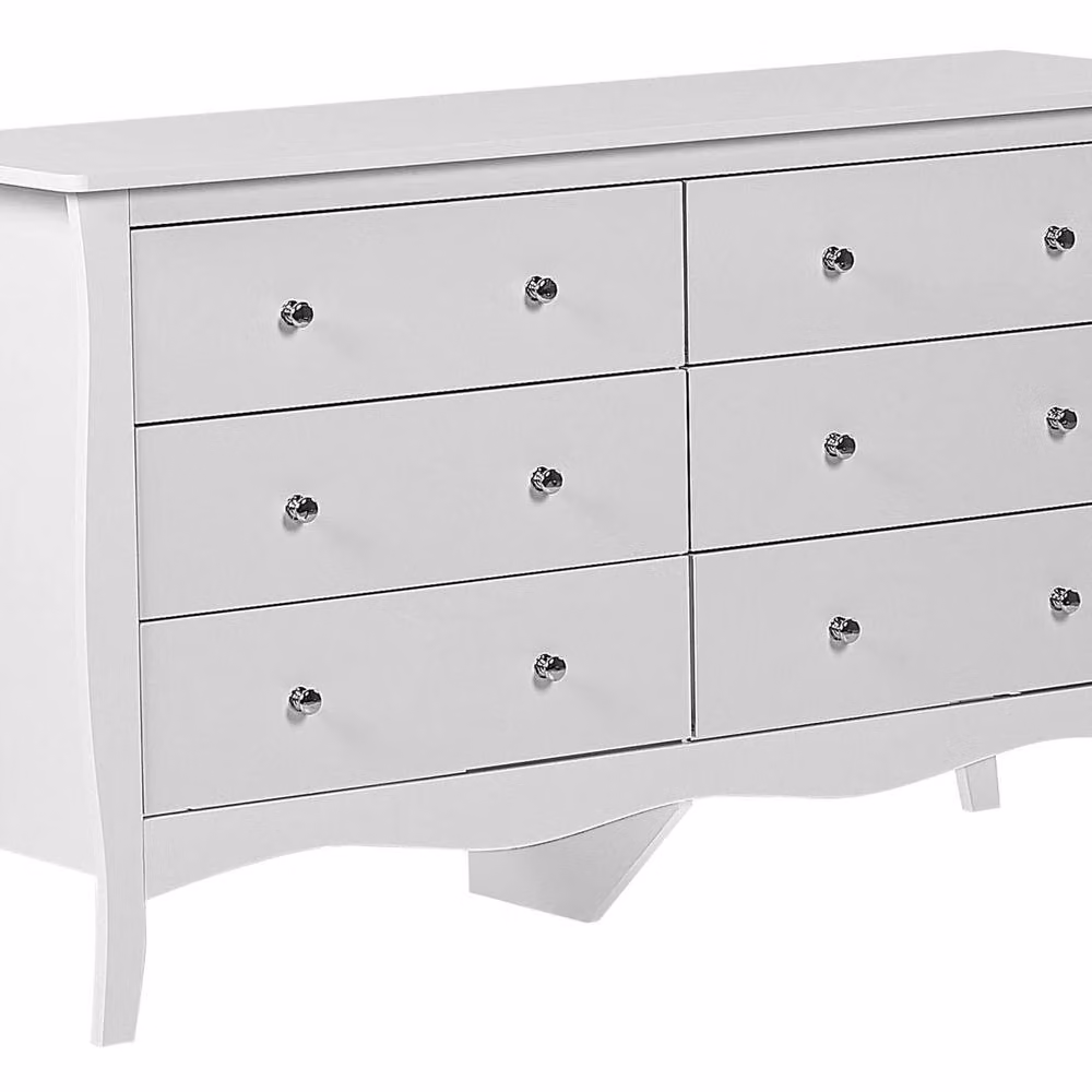 Wyld and Coco White 6 Drawer Modern French Style Chest of Drawers W/D/H: 130 x 40 x 75 cm – 2