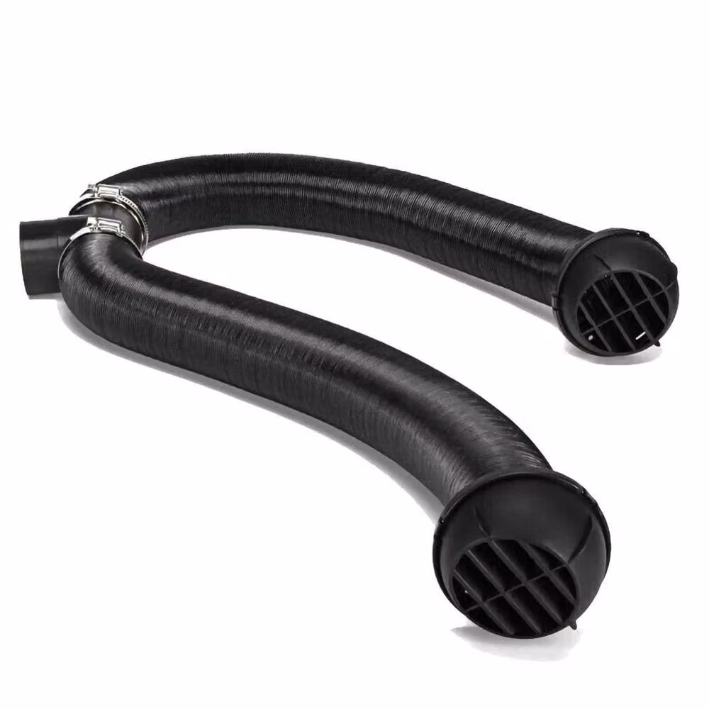 FLAVORA 60mm Diesel Heater Ducting T-Piece Air Outlet Vent Hose Clips Kit, Black – 4