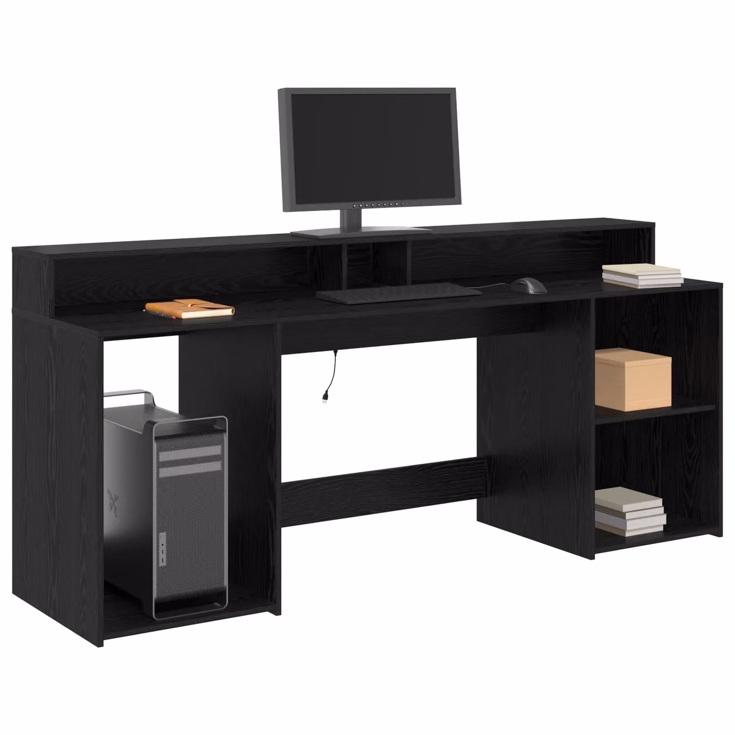 Berkfield Modern Black Oak Computer Desk W/D/H: 200 x 55 x 91 cm – 3