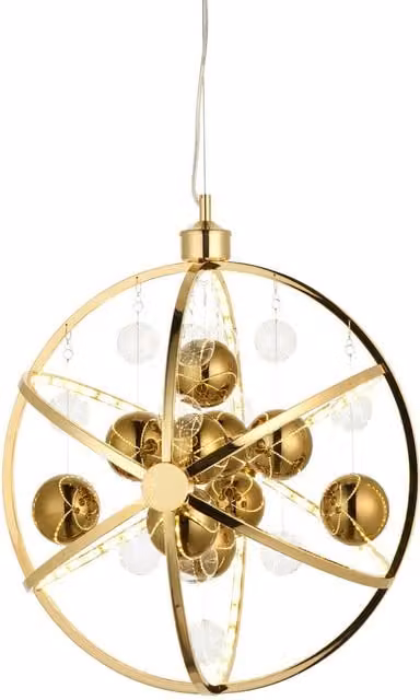 Endon Muni Single Pendant Ceiling Lamp with Gold Effect Plate and Transparent Yellow Glass