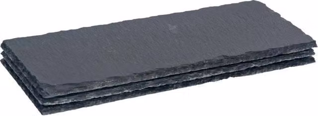 Havendro Set of 3 Black Rectangle Slate Dinner Plates, W: 29 cm, D: 12 cm – 1