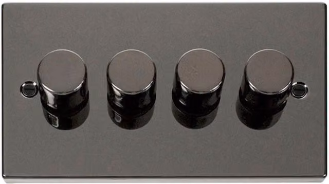 SE Home Black Nickel 4 Gang 2 Way LED 100W Trailing Edge Dimmer Light Switch