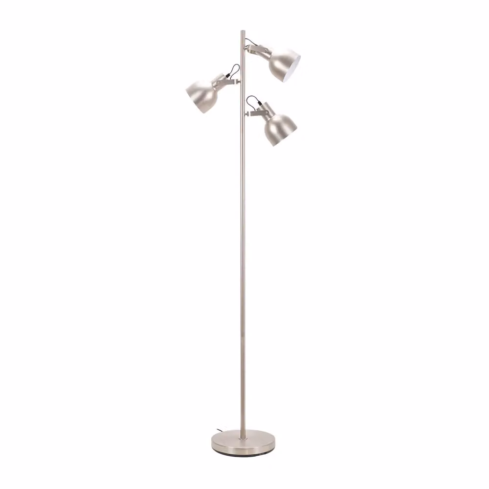 ValueLights Albie 3 Way Adjustable Directional Metal Floor Lamp in Silver/Chrome – 2
