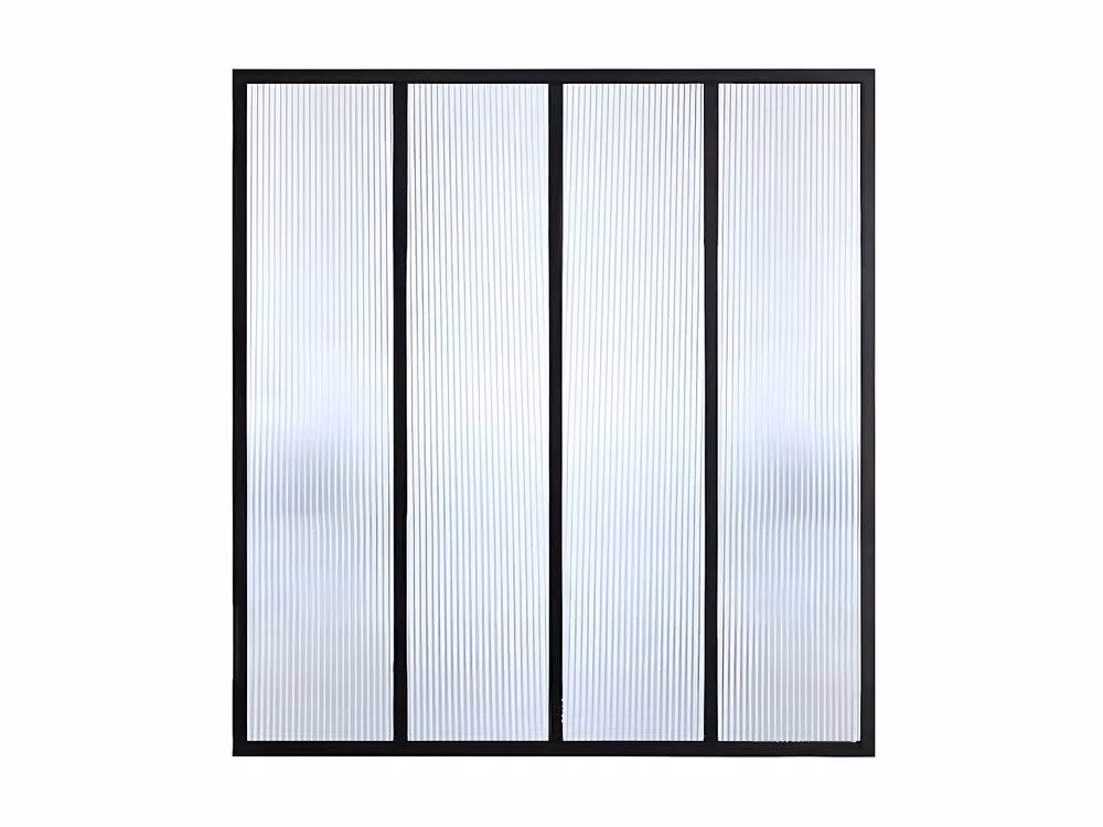 Vente-unique Black Aluminium and Textured Tempered Glass Wall-Mounted Partition – 2