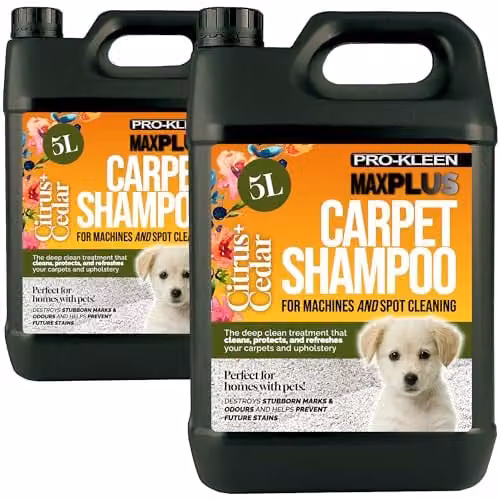 Pro-Kleen MAXPLUS Carpet Shampoo and Upholstery Cleaner, Citrus and Cedar, 2 x 5 l
