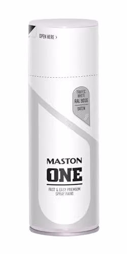 Maston Opaque Spray Paint in Satin Traffic White RAL9016, 400 ml – 1