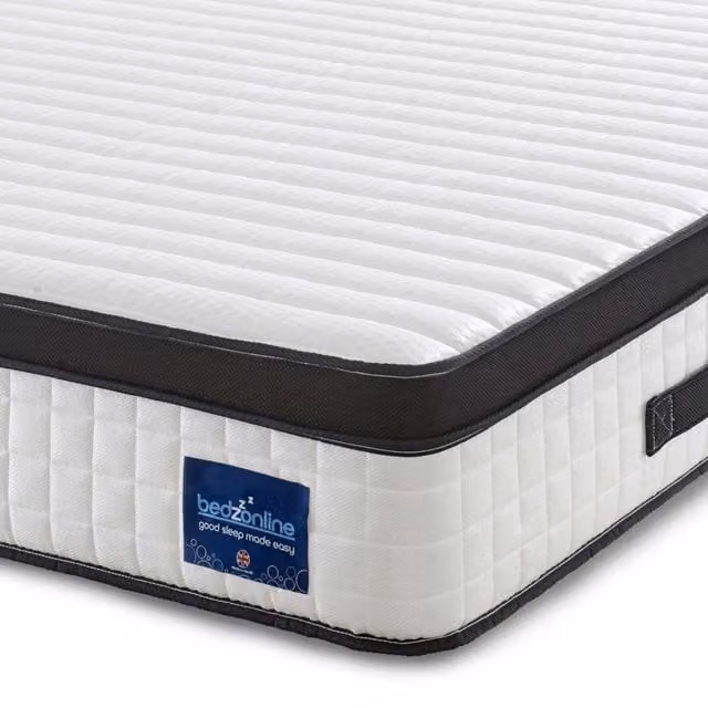 Bedzonline Black and White Hybrid Memory Foam and Pocket Spring Mattress with Knit Fabric, W/D/H: 120 x 200 x 25 cm