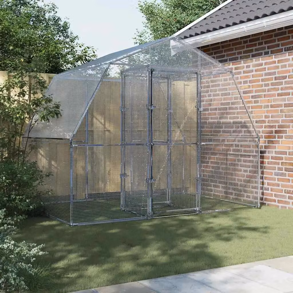 Berkfield Home Bird Cage with Door in Silver Galvanised Steel – 3
