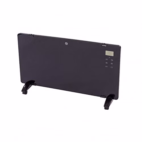Oypla 2000W Black Glass Convector Electric Panel Heater, Freestanding or Wall Mounted – 1