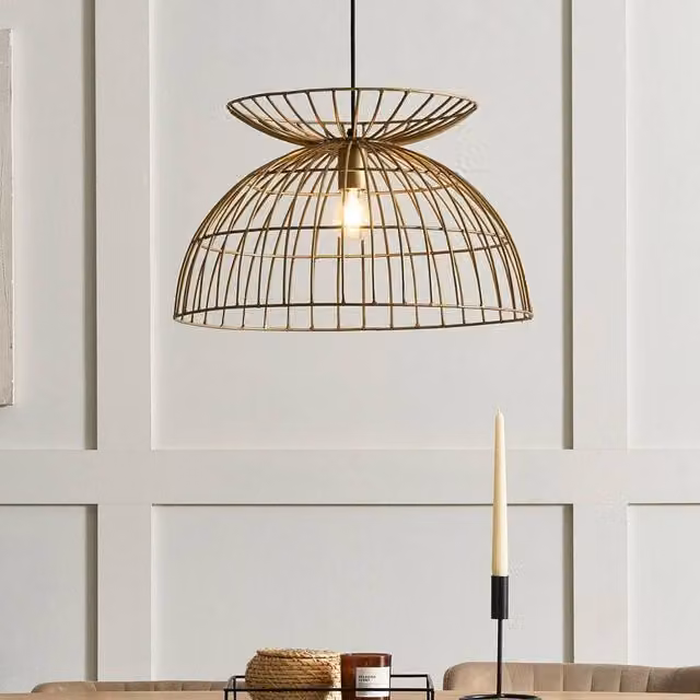 Wyld and Coco Brass Openwork Cage Pendant Lamp in Bronze – 1