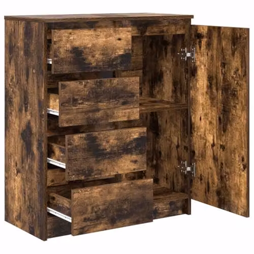 vidaXL Sideboard with Drawers in Smoked Oak, W/D/H: 71 x 35 x 84 cm – 6