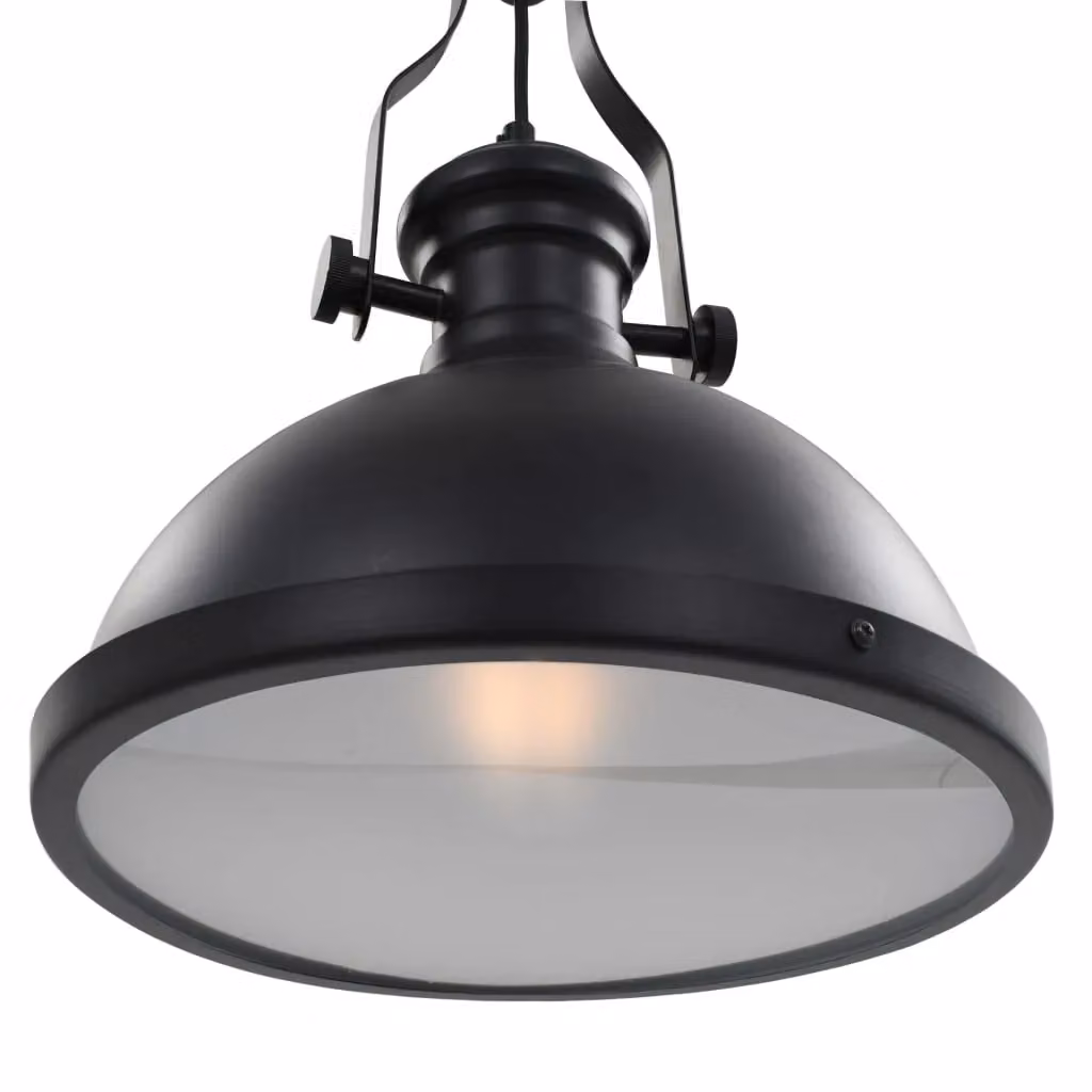 Berkfield Home Round Industrial Metal Ceiling Lamp in Black with E27 Socket – 3
