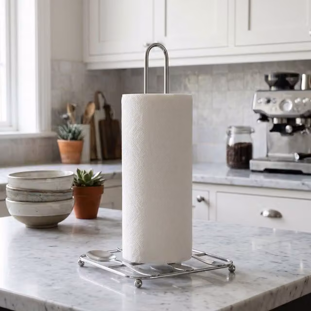 Orsina Freestanding Metal Wire Kitchen Roll Holder in Silver – 2