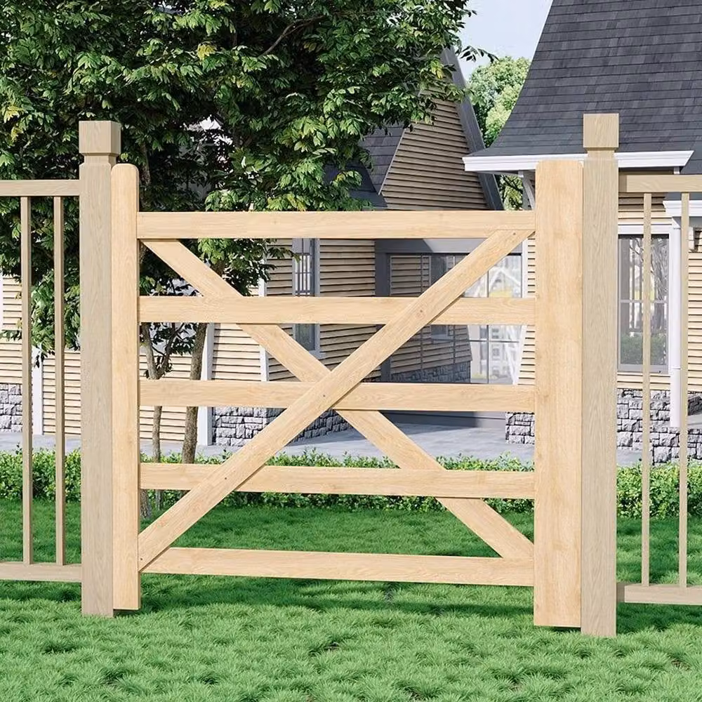 Kelvenix Retro Brown Wood and Stainless Steel Swing Gate, W: 90 cm, H: 120 cm – 4