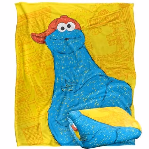 LOGOVISION Sesame Street Cookie Monster Super Soft Fleece Throw Blanket, Multicolour, W: 152 cm, D: 127 cm