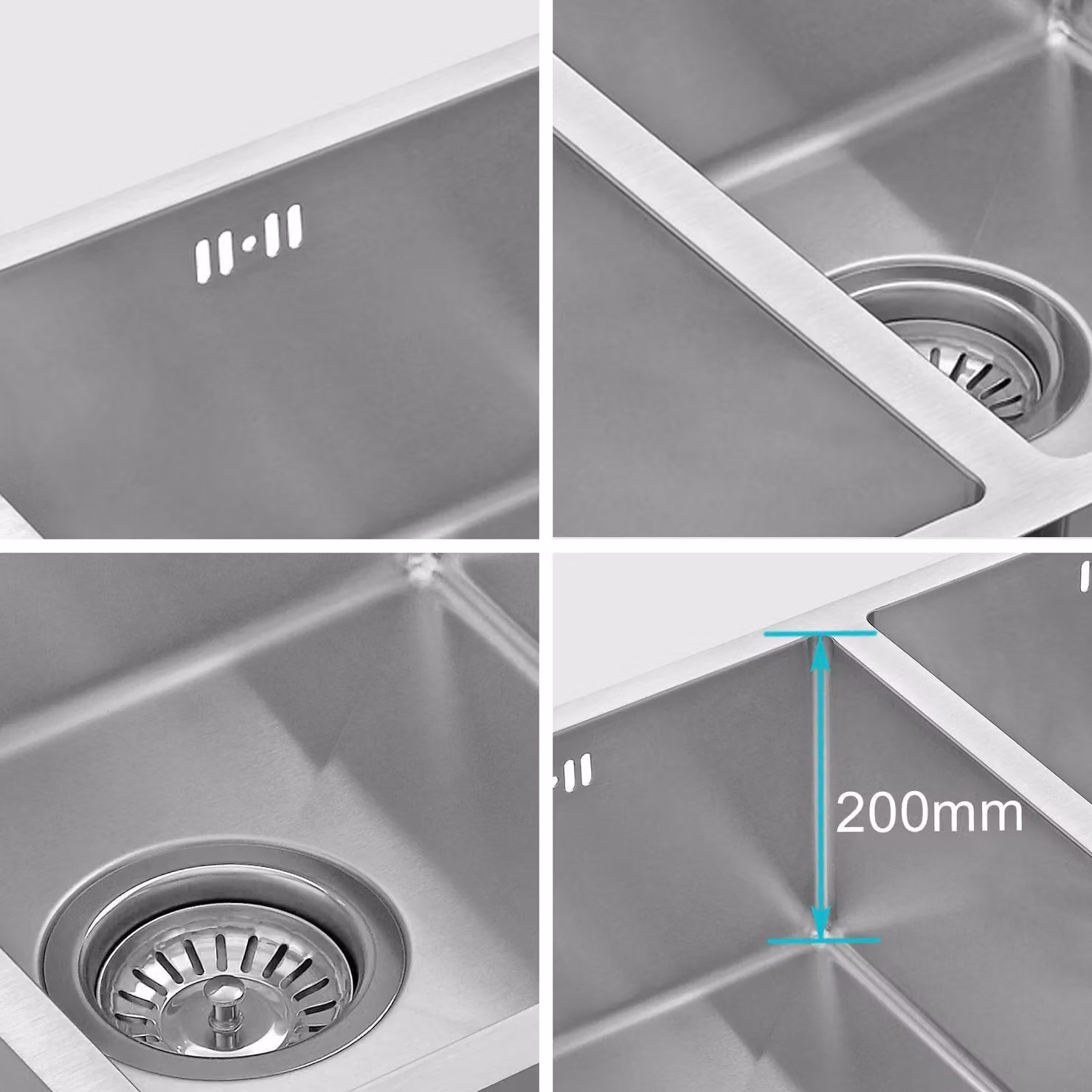 JASSFERRY Stainless Steel Undermount Double Bowl Kitchen Sink in Silver – 3