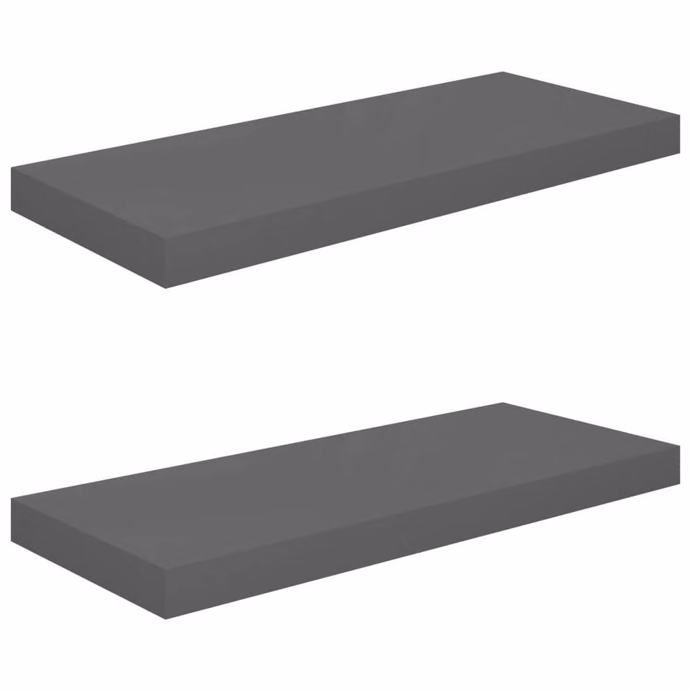 Berkfield Home Durable Floating Wall Shelves, 2 Pack, High Gloss Grey, W: 60 cm, D: 23.5 cm, H: 3.8 cm – 3