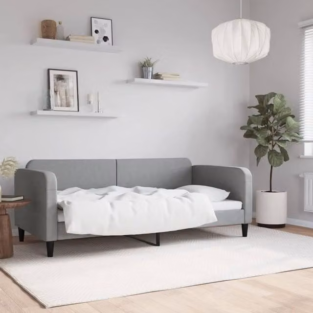 Berkfield Home Modern Day Bed in Grey Fabric, W/D/H: 90 x 190 cm