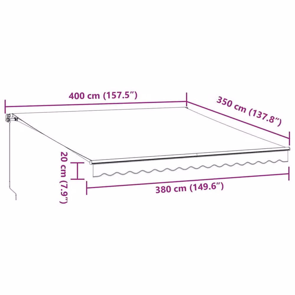 Berkfield Home Manual Retractable Folding Arm Awning in Anthracite and White, W: 400 cm, D: 350 cm – 5
