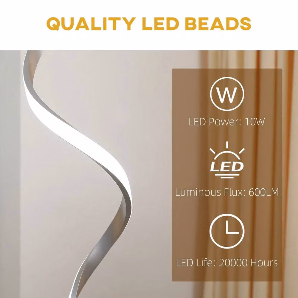 Kelvenix Modern Spiral Dimmable LED Floor Lamp in Silver – 3