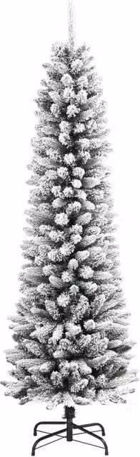 Berkfield Home Artificial Slim Flocked Snow Christmas Tree in White, Height: 240 cm – 1