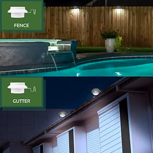GardenKraft Solar LED Gutter and Fence Lights, Pack of 2, White – 2
