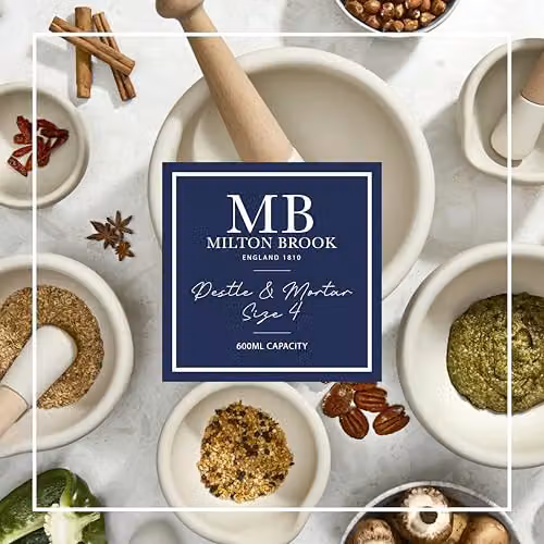 Milton Brook White Ceramic Mortar and Pestle Set with Ergonomic Grip, Diameter: 17 cm – 2