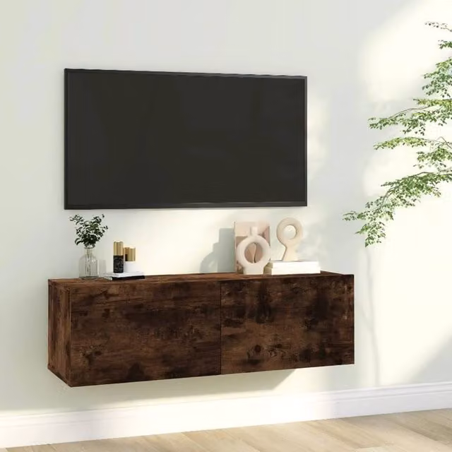 Berkfield Home Modern TV Wall Cabinet in Smoked Oak Brown, W/D/H: 100 x 30 x 30 cm – 1