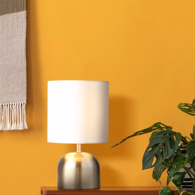 Lighting Collection Satin Silver and White Shade Touch Table Lamp – 2