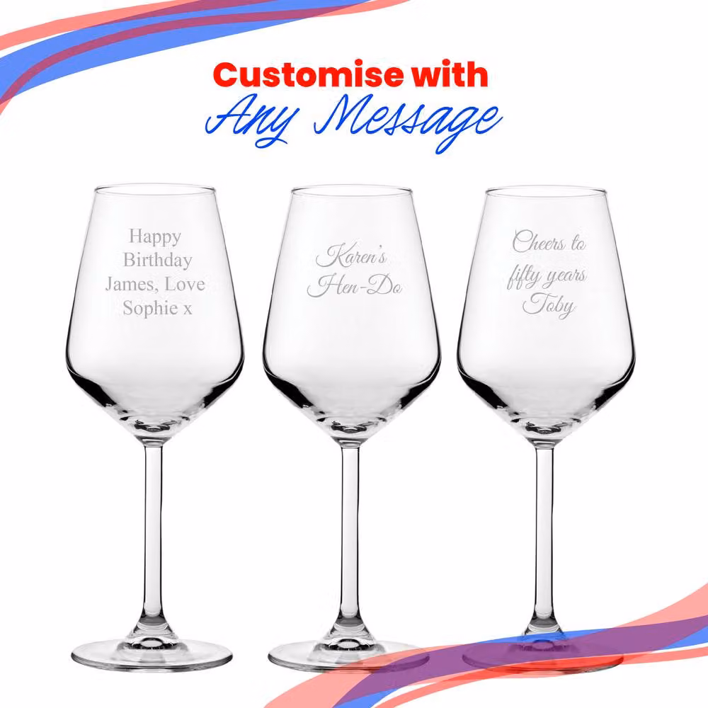 Uniqueful Personalised Allegra White Wine Glass, Clear, 362 ml – 2