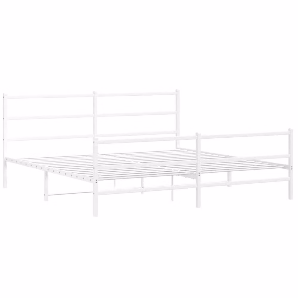 Berkfield Home Metal Bed Frame with Footboard in White, 183 x 213 cm – 3
