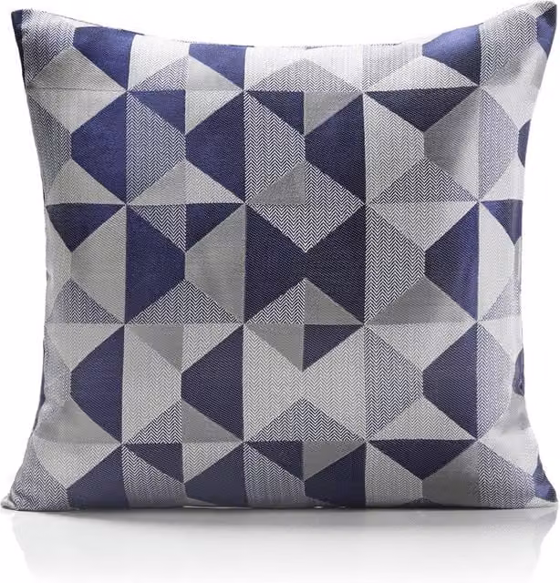 Terrys Skandi Graphic Square Filled Cushion in Blue and Grey, W/D/H: 45 x 45 x 45 cm
