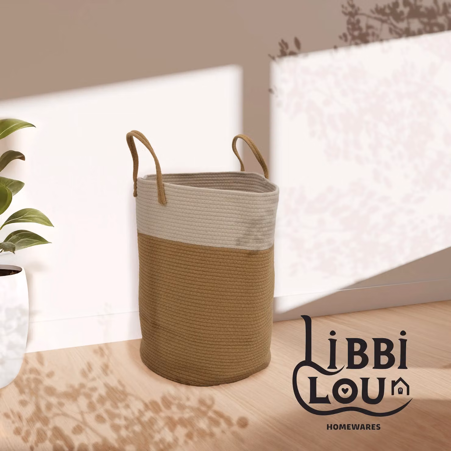 Libbi Lou Cotton Rope Storage Basket, 72L, Beige and White, W: 50 cm, D: 38 cm, H: 38 cm – 7