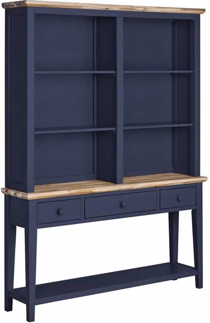 Statement Furniture Florence Navy Blue Console Table and Hutch with Acacia Tops, H 191.0 x W 143.0 x D 32.5 cm – 5