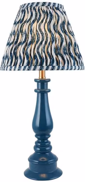 Netlighting Myrtle Blue Table Lamp with Blue Fabric Ripple Shade, Diameter: 25 cm, B22