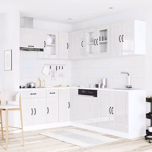 Berkfield Home Kalmar 11 Piece Gloss White Modern Kitchen Cabinet Set