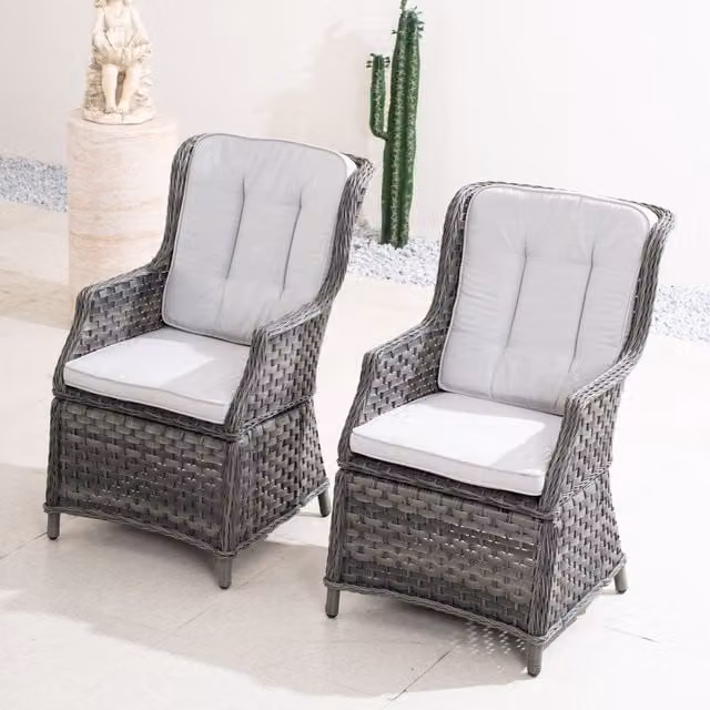 Direct Wicker 2-Piece Grey Aluminium Rattan Garden Chair Set