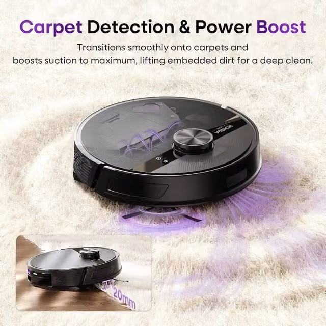 SPETLEK Vacuum Mop with LiDAR Laser Navigation and App Control, Black