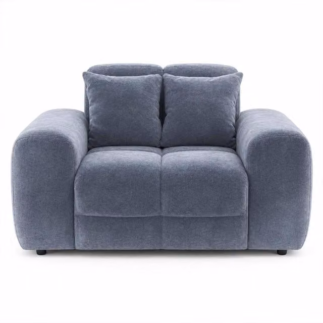 Furnishings For Less UK Jenson Grey Plush Velvet Armchair with Deep Seat and Thick Boxed Arms W/D/H: 140 x 90 x 105 cm