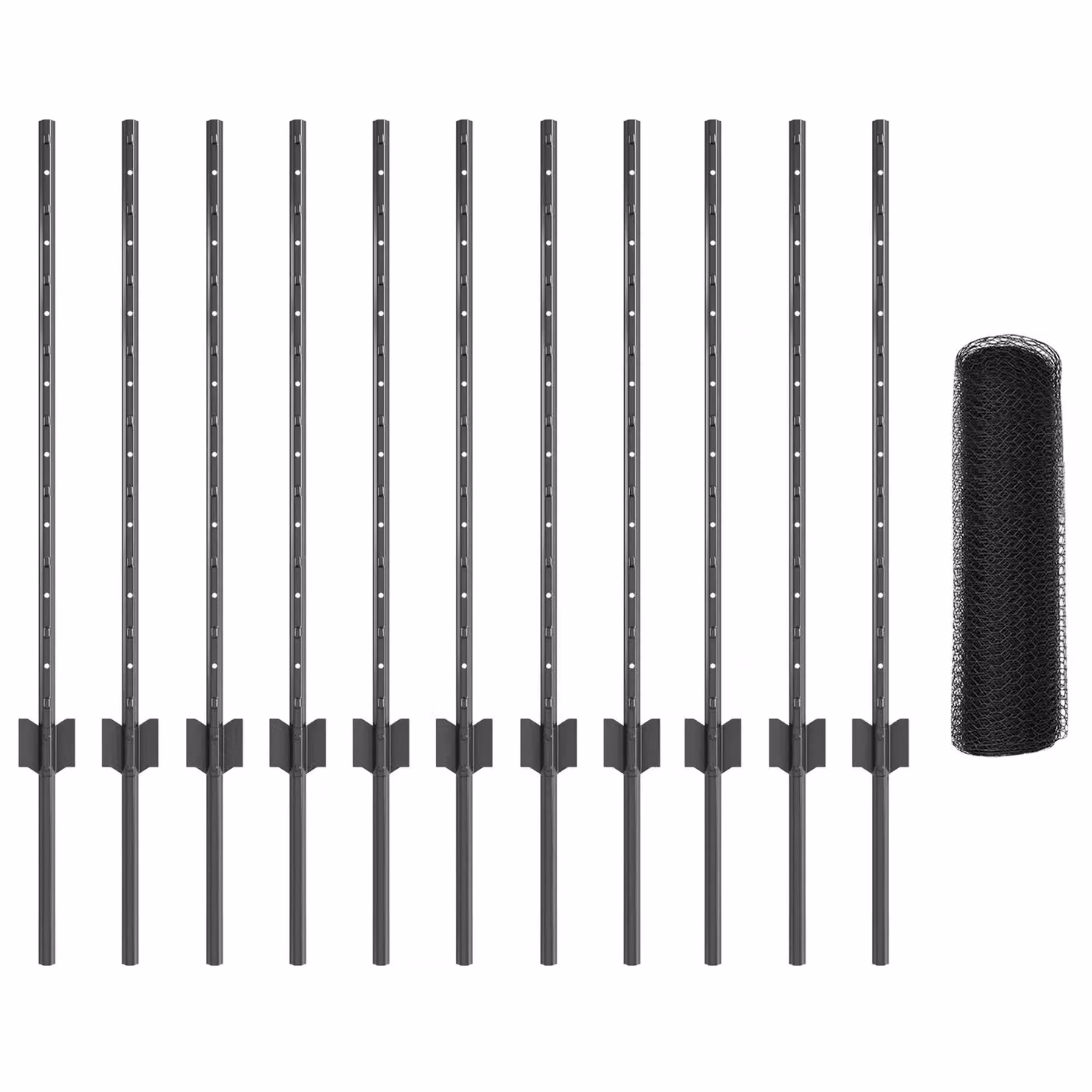 Berkfield Home Grey Steel U-Channel Fence Post Set, 11 Pieces, Height: 80 cm – 2
