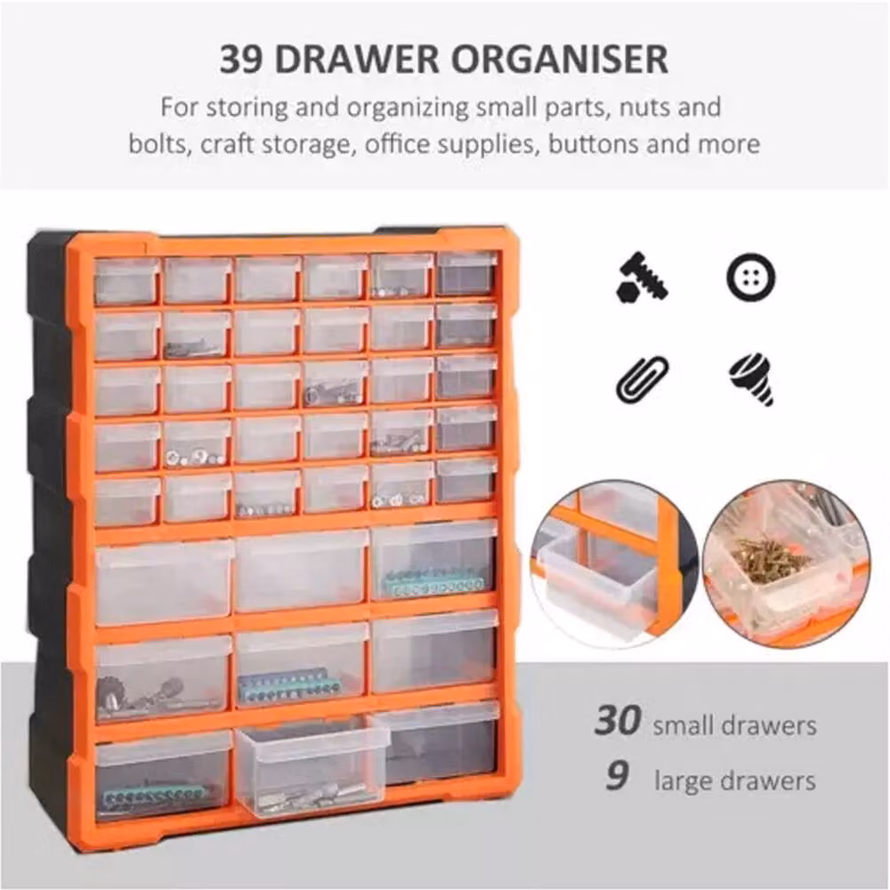 FLAVORA 39 Multi Drawer Cabinet Storage Chest Garage Organiser in Orange – 3