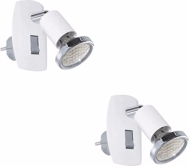 Loops 2 Pack Modern White and Chrome LED Wall Lights with GU10 Bulbs – 1