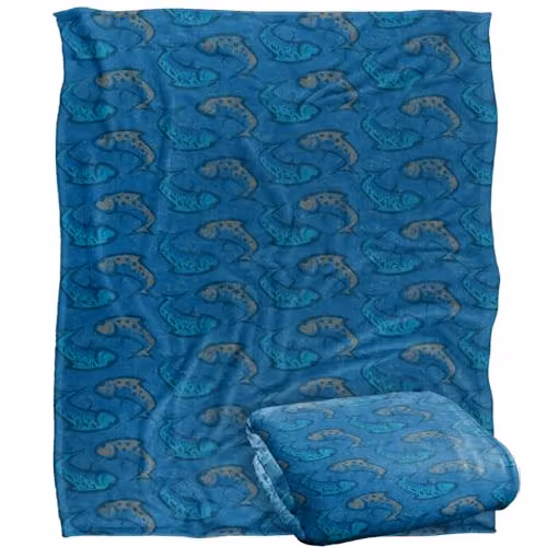 JQ Licensing Ying Yang Fish Pattern 2 Silky Touch Super Soft Fleece Throw Blanket in White, W/D/H: 152 x 127 cm