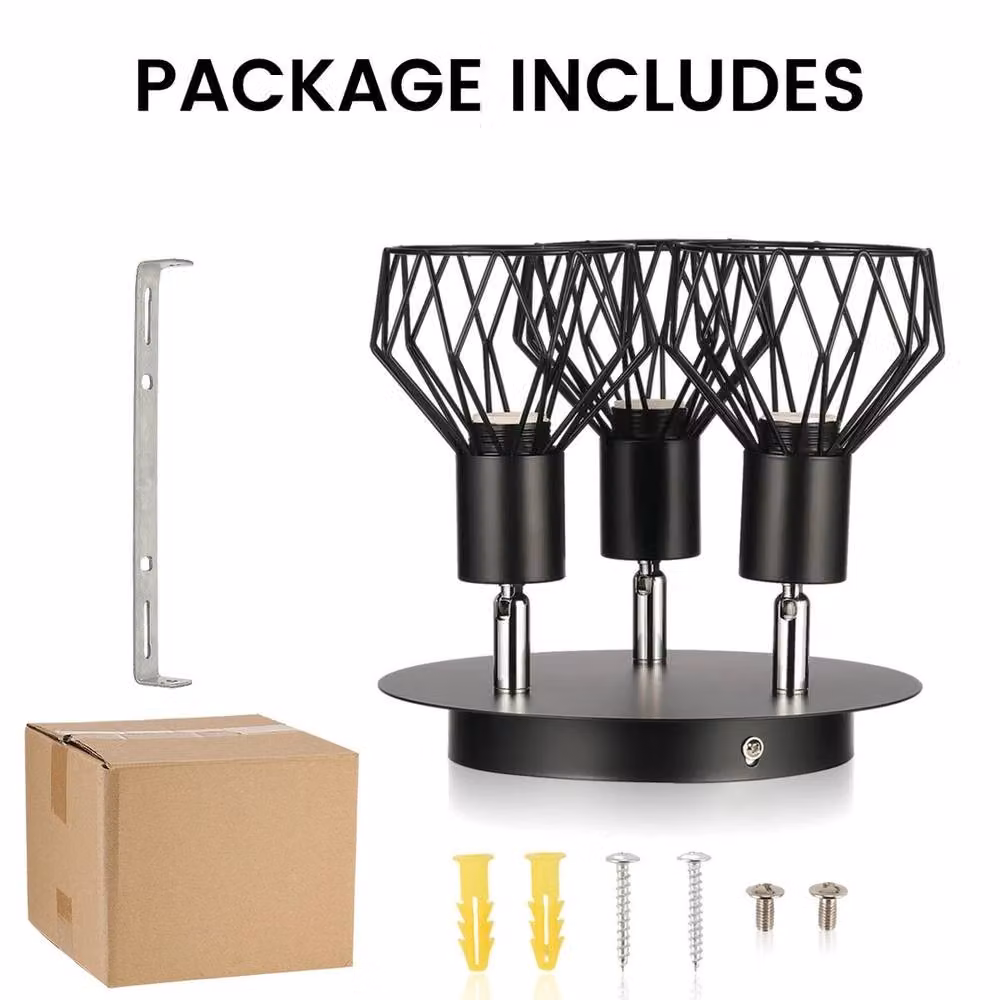 NESTLUNE 3 Head Adjustable Black Metal Ceiling Spotlight with E14 Fitting – 2