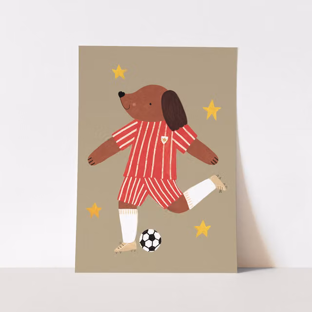Kid of the Village Footie Pup Red Striped Fine Art Paper Print W: 30 cm, H: 40 cm