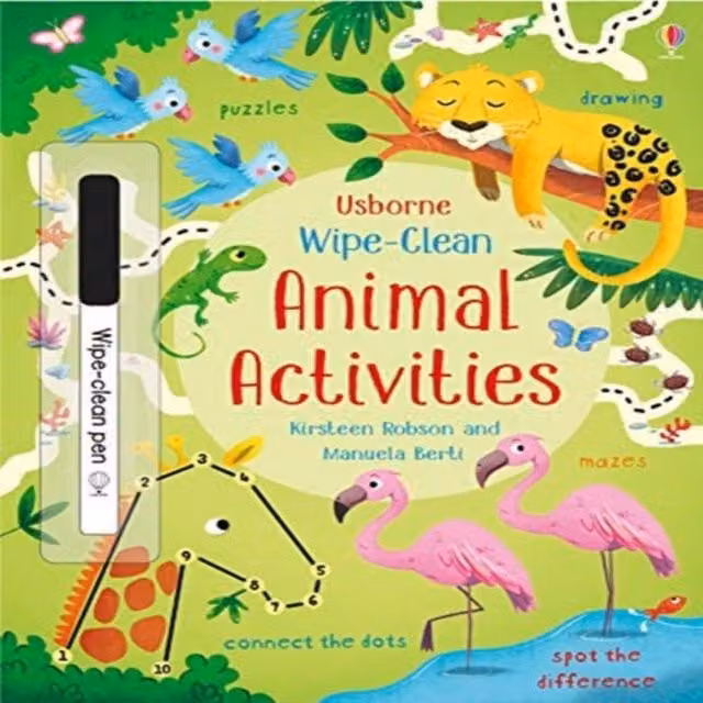 Kirsteen Robson Wipe-Clean Animal Activities Multicolour Paperback Book
